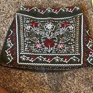 Embroidered Floral Mini Skirt